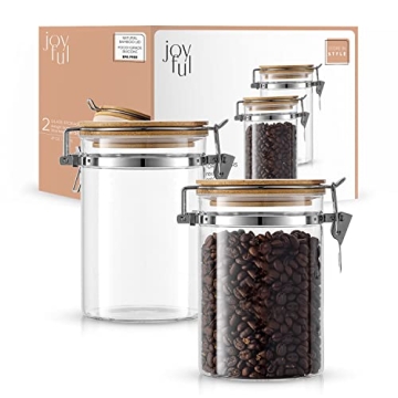 JoyJolt Airtight Glass Jars Bamboo Lids Pantry Storage