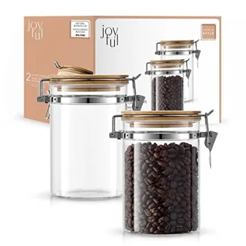 JoyJolt Airtight Glass Jars Bamboo Lids Pantry Storage