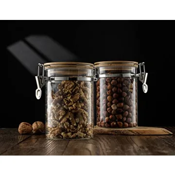 JoyJolt Airtight Glass Jars Bamboo Lids Pantry Storage