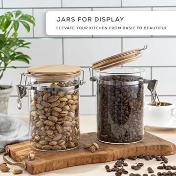 JoyJolt Airtight Glass Jars Bamboo Lids Pantry Storage
