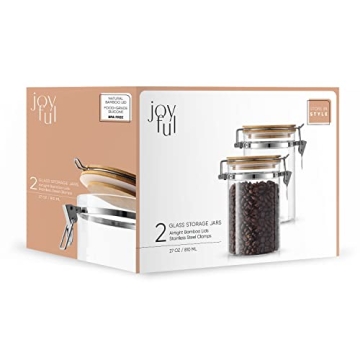 JoyJolt Airtight Glass Jars Bamboo Lids Pantry Storage