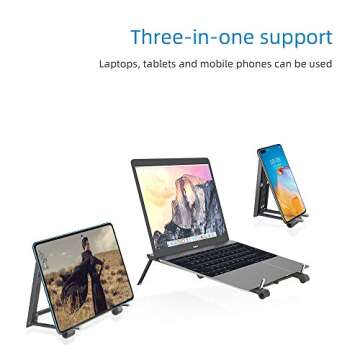 Laptop Stand, Laptop Holder Riser Computer Stand, Adjustable Foldable Portable Notebook Stand, Compatible with MacBook Air Pro, HP, Lenovo, Dell, More 10-15.6” Laptops and Tablets (Black)