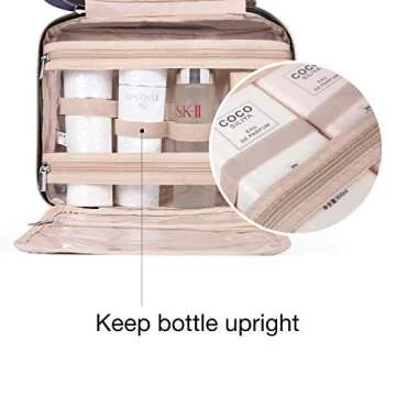 BAGSMART Toiletry Bag Travel Bag with Hanging Hook, Water-resistant Makeup Cosmetic Bag Travel Organizer for Accessories, Shampoo, Full Sized Container, Toiletries, Large-Blue