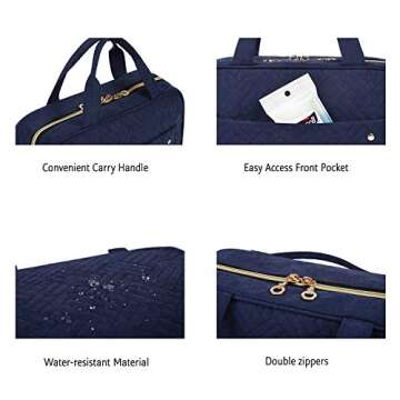 BAGSMART Toiletry Bag Travel Bag with Hanging Hook, Water-resistant Makeup Cosmetic Bag Travel Organizer for Accessories, Shampoo, Full Sized Container, Toiletries, Large-Blue