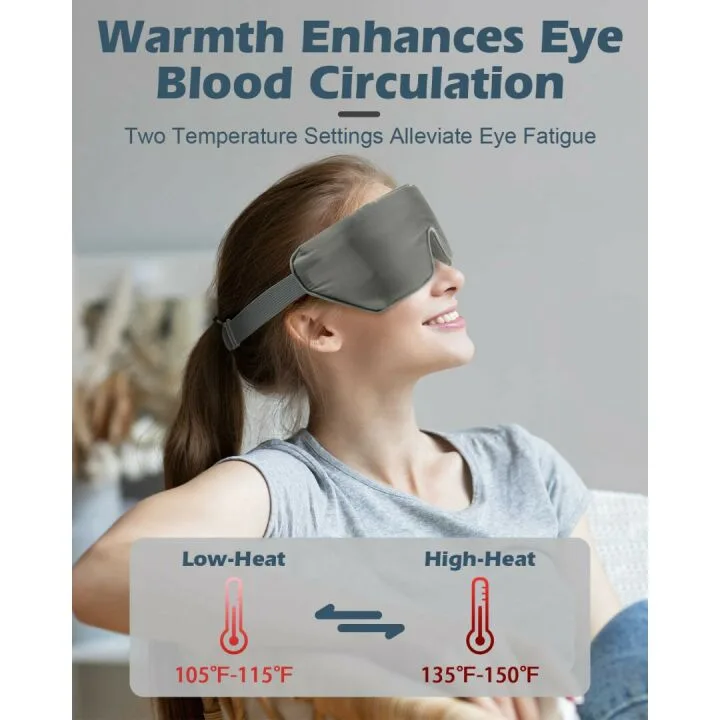 Cordless Heated Eye Mask with Flaxseed - Grey