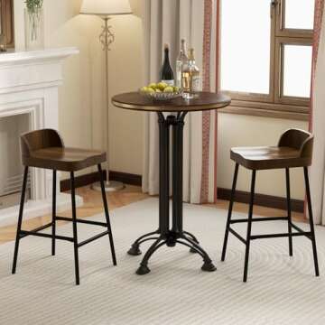 GOFLAME 24.5" Low Back Bar Stool with Curved Seat for Ultimate Comfort