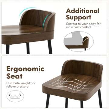 Stylish 24.5" Low Back Bar Stool for Kitchen & Dining