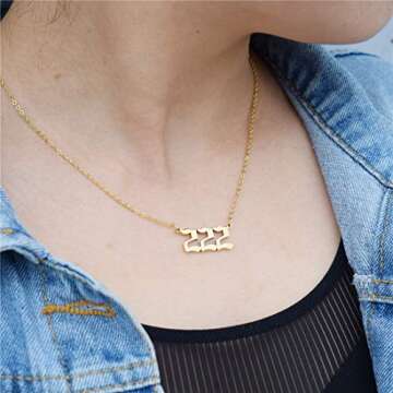 HUTINICE Angel Number Necklace, 222 Necklace Gold Dainty Choker Lucky Numbers Pendant Numerology Min...