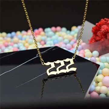 HUTINICE Angel Number Necklace, 222 Necklace Gold Dainty Choker Lucky Numbers Pendant Numerology Minimalist Women Jewelry (222-Gold)