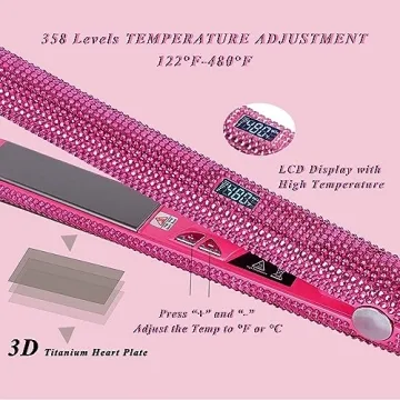 UMILAY 1.25 Inch Rhinestone Flat Iron for Fast Hair Styling