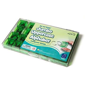Educational Insights See & Stamp Jumbo Alphabet Transparent Stamps - Uppercase Alphabet Stamps, Set of 26 Uppercase Letters & 4 Punctuation Marks - Perfect for Homeschool or Classroom, Ages 4+