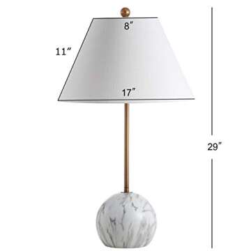 JONATHAN Y JYL3065A Miami 29" Minimalist Resin/Metal LED Table Lamp Modern Contemporary Bedside Desk Nightstand Lamp for Bedroom Living Room Office College Bookcase LED Bulb Included, Gold/White