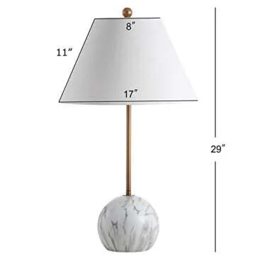 JONATHAN Y JYL3065A Miami 29" Minimalist Resin/Metal LED Table Lamp Modern Contemporary Bedside Desk Nightstand Lamp for Bedroom Living Room Office College Bookcase LED Bulb Included, Gold/White