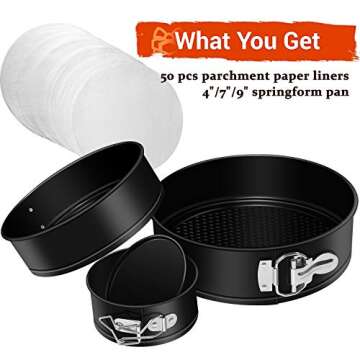 MASSUGAR Springform Cake Pan Set of 3 - Nonstick Leakproof Round Cheesecake Pan with Removable Botto...