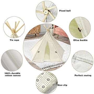 Pet Teepee Dog & Cat Bed - Dog Tents & Pet Houses with Cushion & Blackboard, Chalk