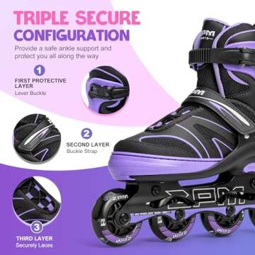 2PM SPORTS Kids Adjustable Inline Skates Ages 4-12, Youth Inlie Skates for Girls Boys 5-8 8-12 with ...