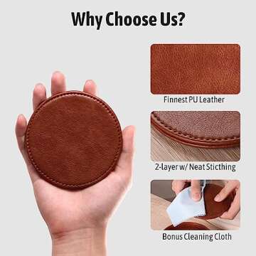 Lorteme Leather Coasters Set of 6 for Tabletop Elegance