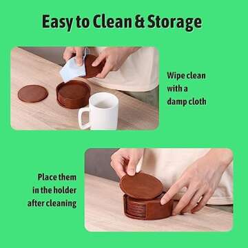 Lorteme Leather Coasters Set of 6 for Tabletop Elegance