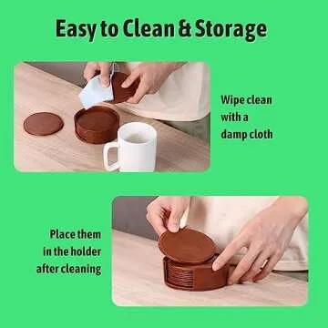 Lorteme Leather Coasters Set of 6 for Tabletop Elegance