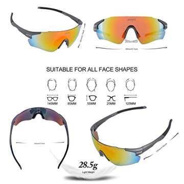 Jefoo Rimless Sports Sunglasses for Men,Women -Lightweight, Adjustable Nose Pad, UV406 Protection -Baseball, Running, MTB Glasses