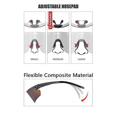 Jefoo Rimless Sports Sunglasses for Men,Women -Lightweight, Adjustable Nose Pad, UV406 Protection -Baseball, Running, MTB Glasses