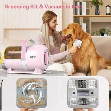 Afloia Dog Grooming Kit, Pet Grooming Vacuum & Dog Clippers Nail Trimmer Grinder & Dog Brush for She...