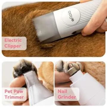 Afloia Dog Grooming Kit, Pet Grooming Vacuum & Dog Clippers Nail Trimmer Grinder & Dog Brush for Shedding with 6 Pet Grooming Tools, Low Noise Dog Hair Remover Pet Grooming Supplies (Pink)