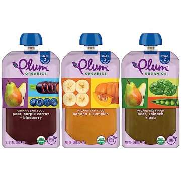 Plum Organics Stage 2 Organic Baby Food - Fruit and Veggie Variety Pack - 4 oz Pouch (Pack of 18) - ...