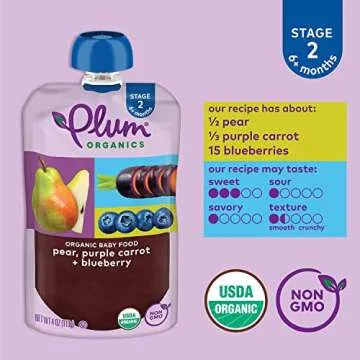 Plum Organics Stage 2 Organic Baby Food - Fruit and Veggie Variety Pack - 4 oz Pouch (Pack of 18) - Organic Fruit and Vegetable Baby Food Pouch