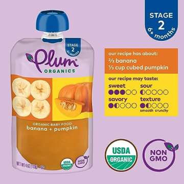 Plum Organics Stage 2 Organic Baby Food - Fruit and Veggie Variety Pack - 4 oz Pouch (Pack of 18) - Organic Fruit and Vegetable Baby Food Pouch