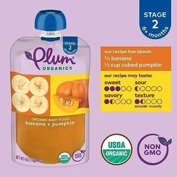 Plum Organics Stage 2 Organic Baby Food - Fruit and Veggie Variety Pack - 4 oz Pouch (Pack of 18) - Organic Fruit and Vegetable Baby Food Pouch
