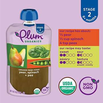 Plum Organics Stage 2 Organic Baby Food - Fruit and Veggie Variety Pack - 4 oz Pouch (Pack of 18) - Organic Fruit and Vegetable Baby Food Pouch