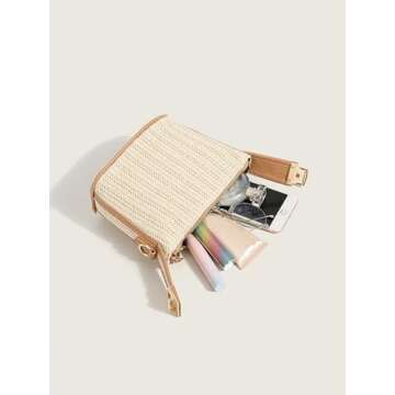GORGLITTER Rattan Straw Crossbody Bag for Women