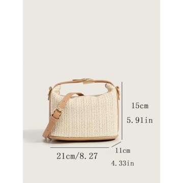 GORGLITTER Rattan Straw Crossbody Bag for Women