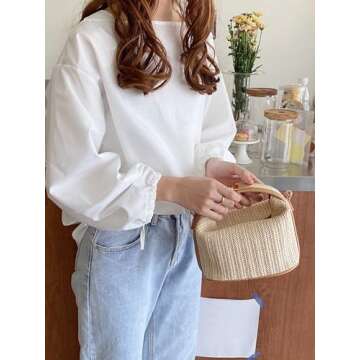 GORGLITTER Rattan Straw Crossbody Bag for Women