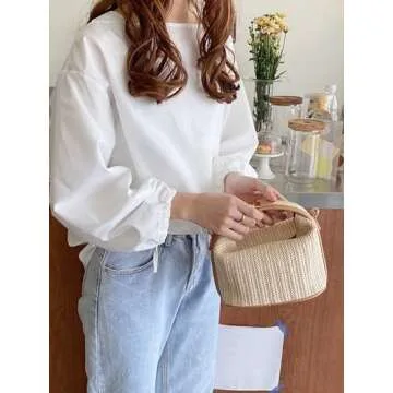 GORGLITTER Rattan Straw Crossbody Bag for Women