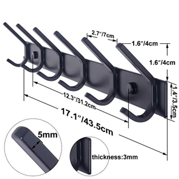 Stylish WEBI Coat Rack Wall Mounted with 6 Heavy Duty Hooks