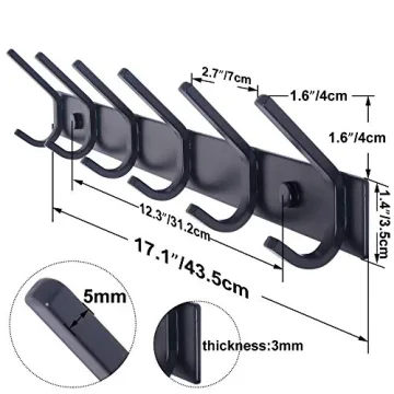 Stylish WEBI Coat Rack Wall Mounted with 6 Heavy Duty Hooks