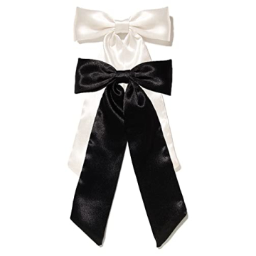 Furling Pompoms Big Satin Bows for Women - Pack of 2