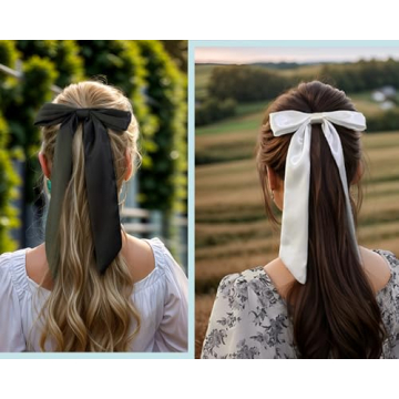 Furling Pompoms Big Satin Bows for Women - Pack of 2