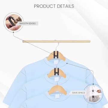 HAKDAY 60PCS Hanger Connector Hooks, Black Clothes Hanger Connector Heavy Duty Space Saving Hooks for Velvet Hangers Wooden Hangers Closet Organizer