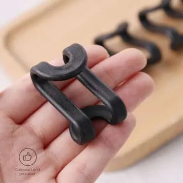 HAKDAY 60PCS Hanger Connector Hooks, Black Clothes Hanger Connector Heavy Duty Space Saving Hooks for Velvet Hangers Wooden Hangers Closet Organizer