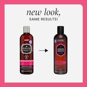 HASK Keratin Smoothing Shampoo + Conditioner Set for All Hair Types, Color Safe, Gluten-Free, Sulfat...