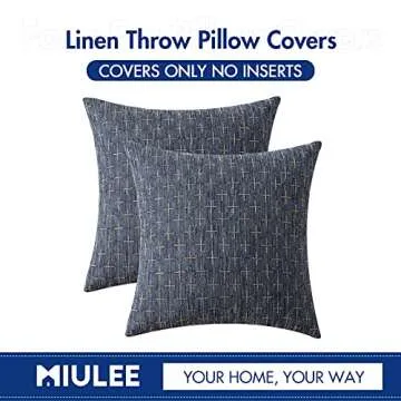 MIULEE Pack of 2 Decorative Burlap Linen Throw Pillow Covers Modern Farmhouse Pillowcase Rustic Woven Textured Cushion Cover for Sofa Couch Bed 20x20 Inch Blue