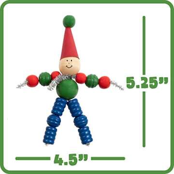 READY 2 LEARN Christmas Crafts - Create Your Own Bead Elves - DIY Ornaments for Kids - Christmas Tree Decoration - All Materials Included, Blue,Green,Red, Set of 4