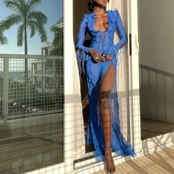 Stylish See Through Lace Maxi Dress for Summer Outfits