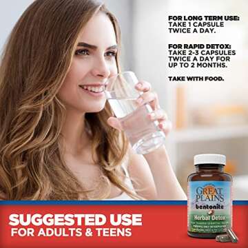 Yerba Prima Great Plains Bentonite Clay Caps Plus Herbal Detox (Pack of 2) - Food Grade - Liver & Colon Cleanse Supplement Capsules