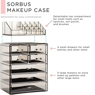 Sorbus Clear Cosmetic Makeup Organizer for Ultimate Beauty Display