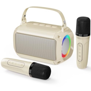 Tomorotec Portable Mini Karaoke Machine - Dual Microphones, LED Lights & Bluetooth Connection