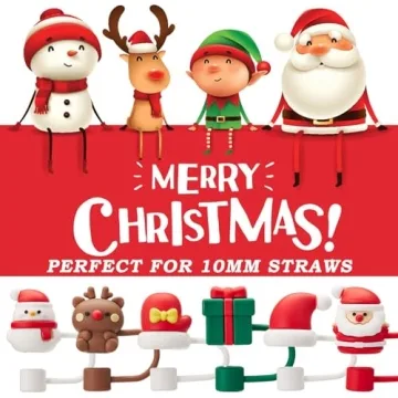 Fun Christmas Straw Covers for Stanley Tumblers - 6PCS